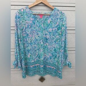 Lilly Pulitzer Blue and Pink Floral Blouse